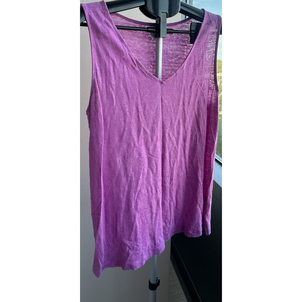 J. Jill Purple Linen Knit Tank Top V-Neck Sleeveless Women's L